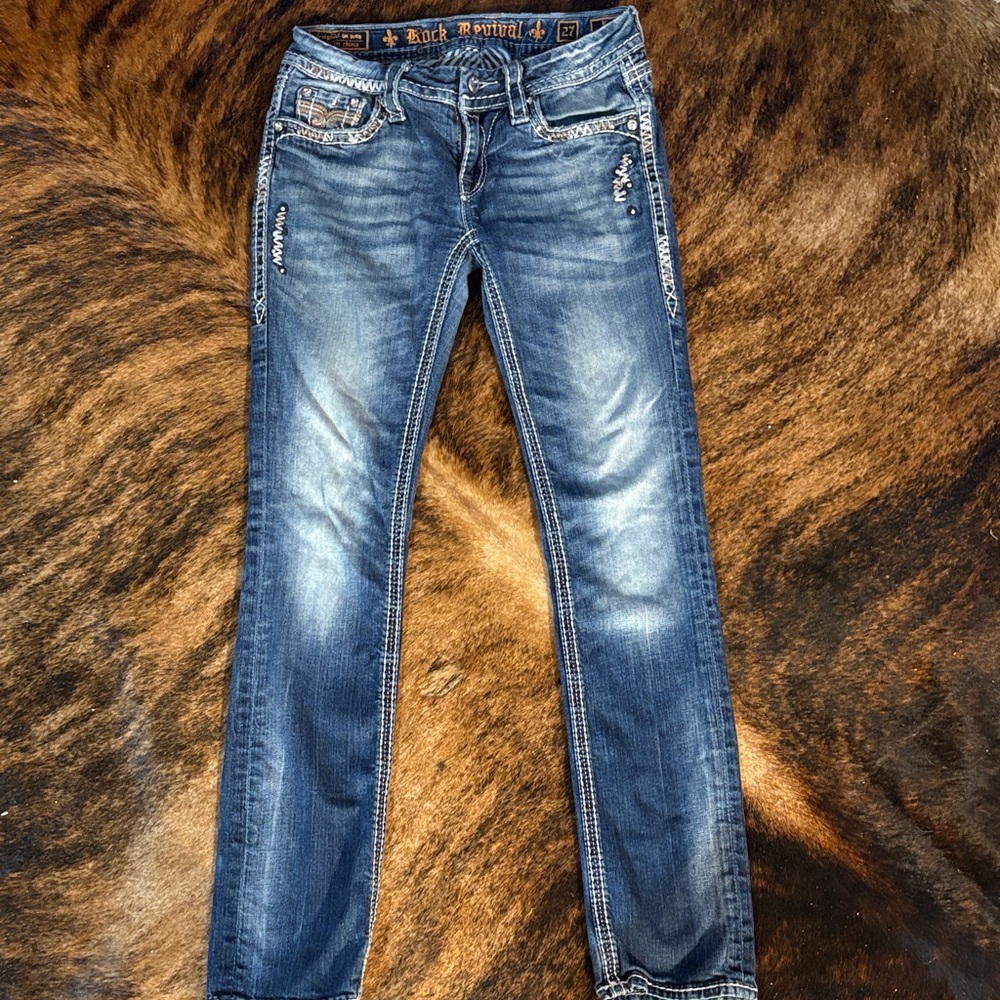 Rock Revival Distressed Blue Skinny Jeans